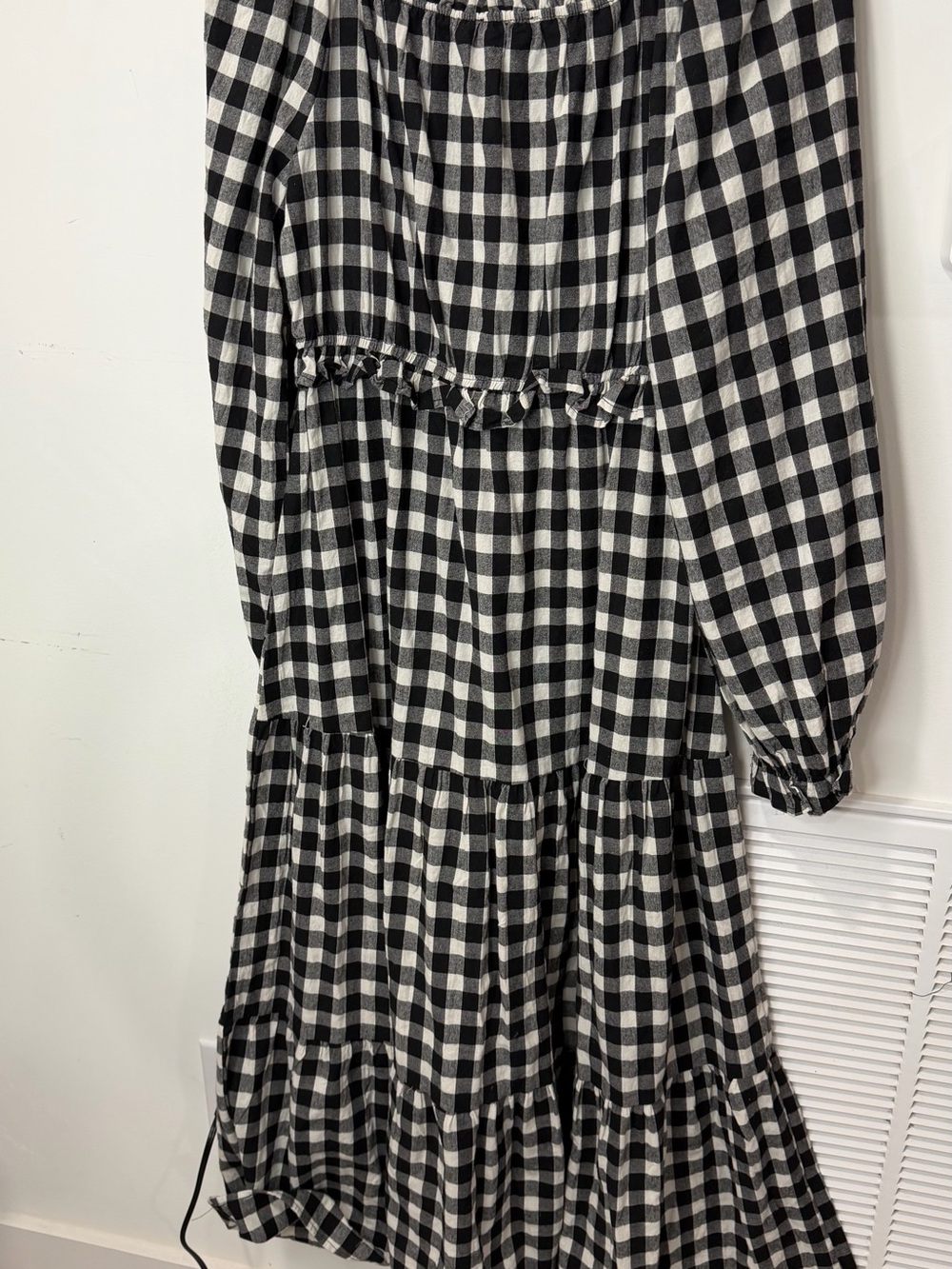 Black & White Gingham Square-Neck Midi Dress - Picture 7 of 7